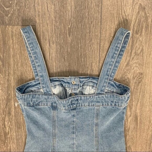 Urban Outfitters BDG Denim Mini Dress Snap Button Light wash Blue western XS - Picture 12 of 16